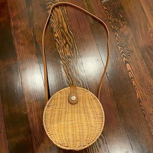 Zara Round Raffia Rattan Crossbody Bag NWOT